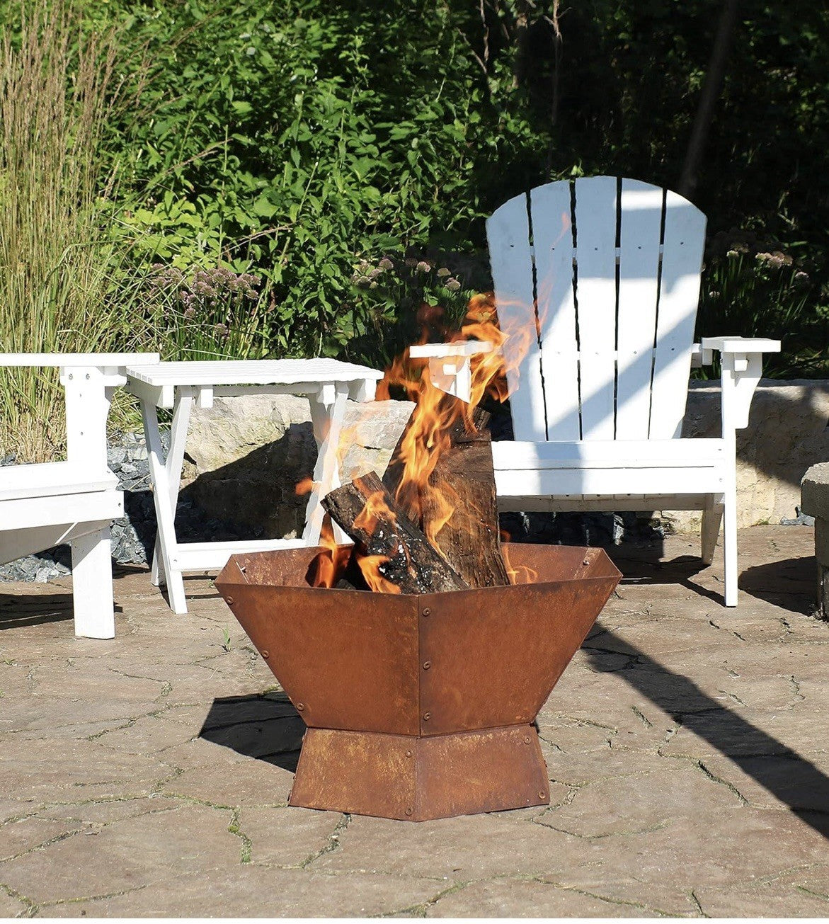 Rustic Affinity 23-Inch Steel Raised Outdoor Fire Pit Kit with Oxidized Finish -