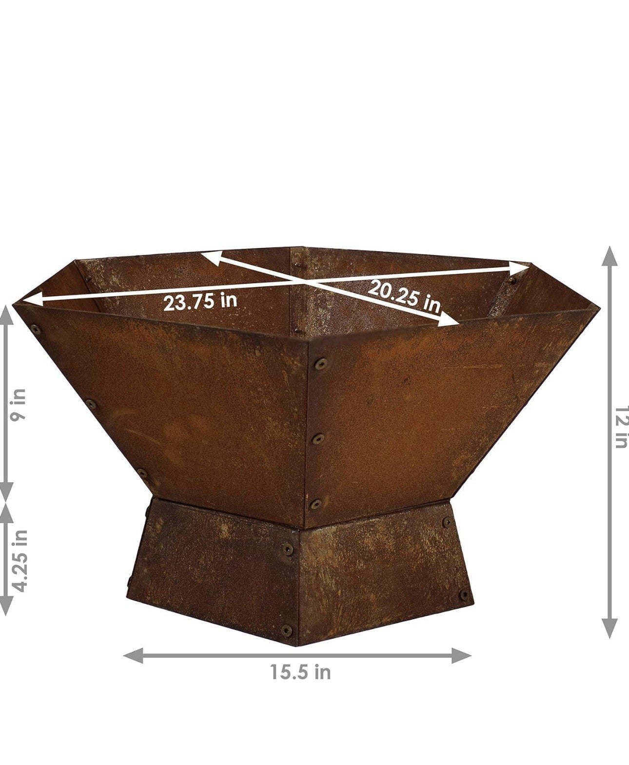 Rustic Affinity 23-Inch Steel Raised Outdoor Fire Pit Kit with Oxidized Finish -