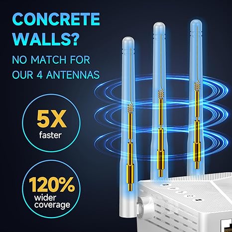 2025 WiFi Extender Signal Booster for Home & Outdoor - 5X Faster Internet Booster with Ethernet Port, Covers 10,000+ Sq.Ft House & Yard | Long Range Wireless Repeater Amplifier, Works with Any Router