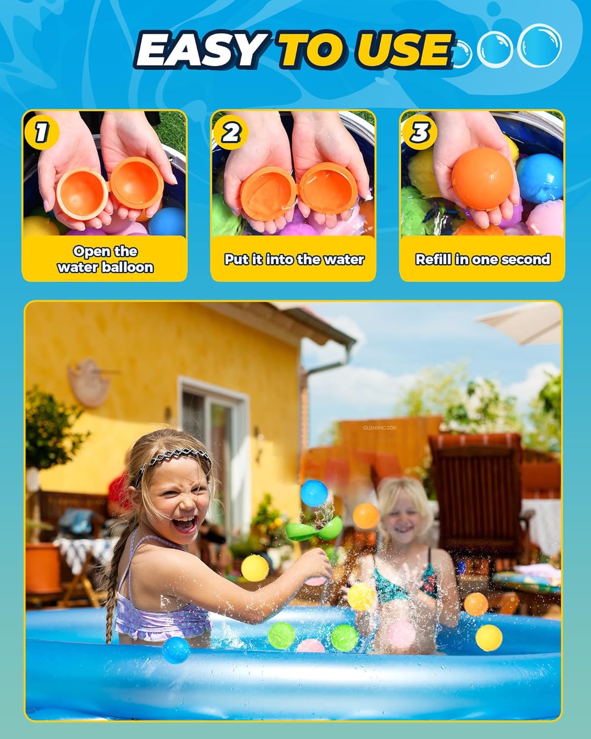 SOPPYCID Water Balloons Reusable Quick Fill - Self Sealing Silicone Water Balls for Kids with Mesh Bag, Outdoor Summer Fun Water Toys for Activities, Summer Party, Water Park, Family Game 25 pieces