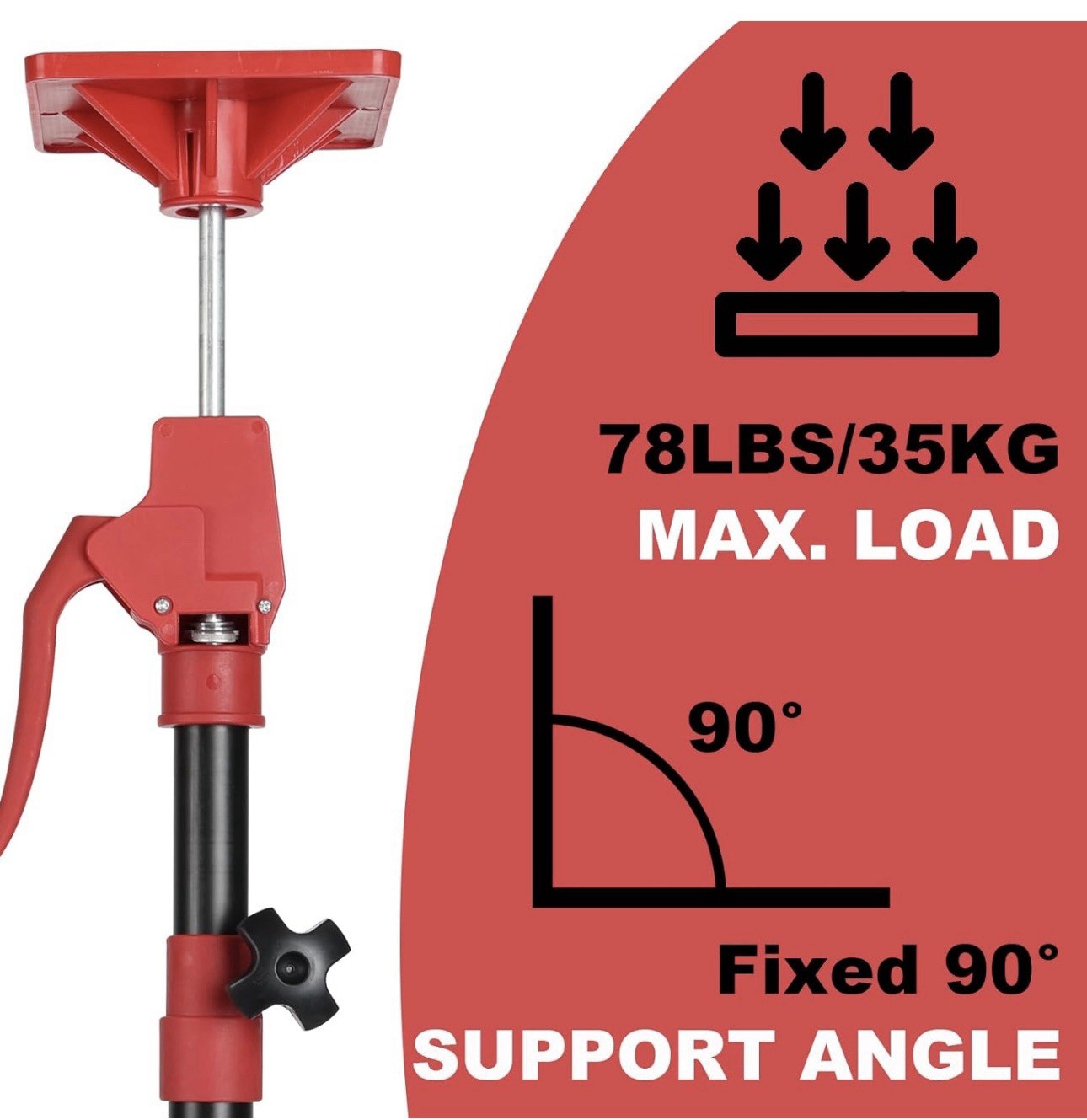 Cabinet Jack Support Pole,19.7" to 45.3" Third Hand Tool Adjustable Support Pole