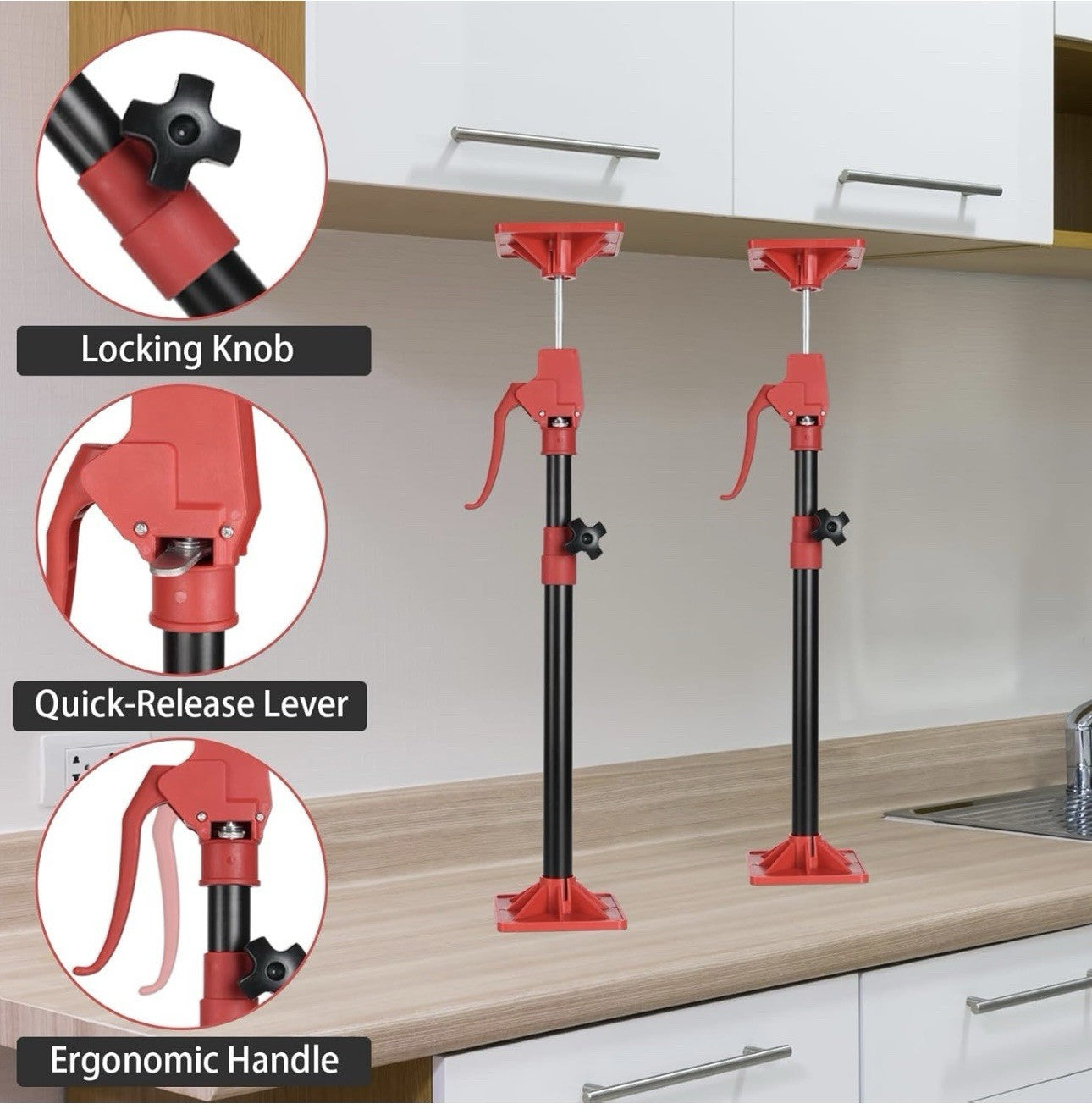 Cabinet Jack Support Pole,19.7" to 45.3" Third Hand Tool Adjustable Support Pole