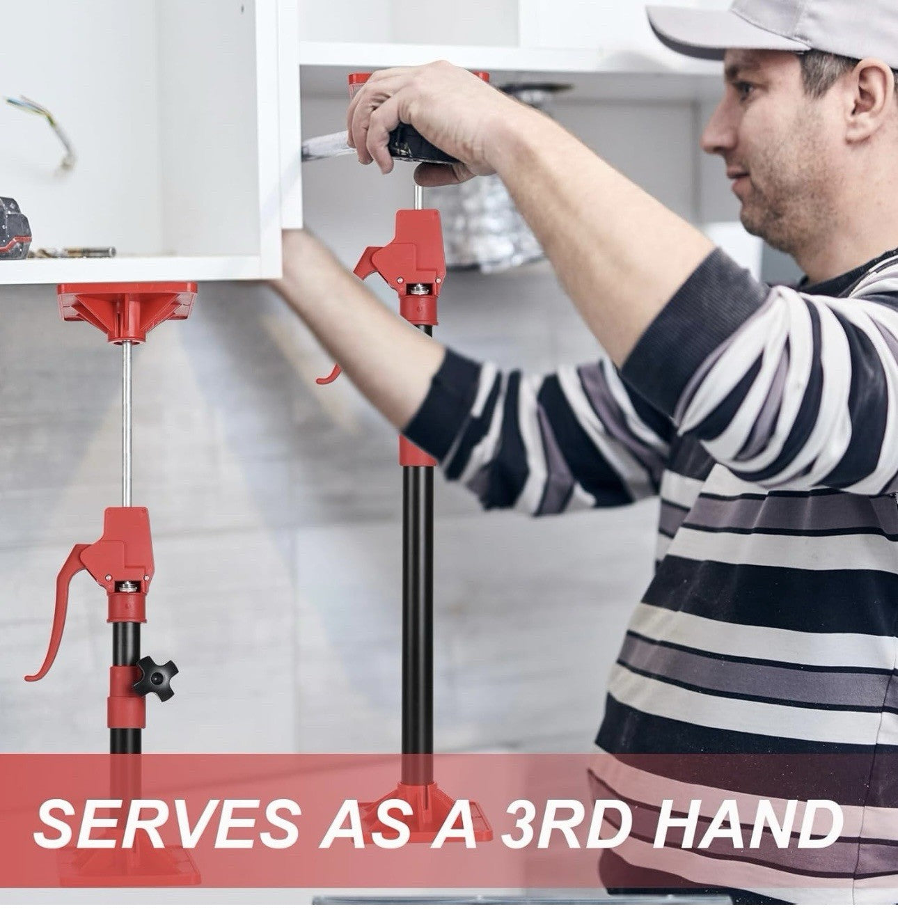 Cabinet Jack Support Pole,19.7" to 45.3" Third Hand Tool Adjustable Support Pole