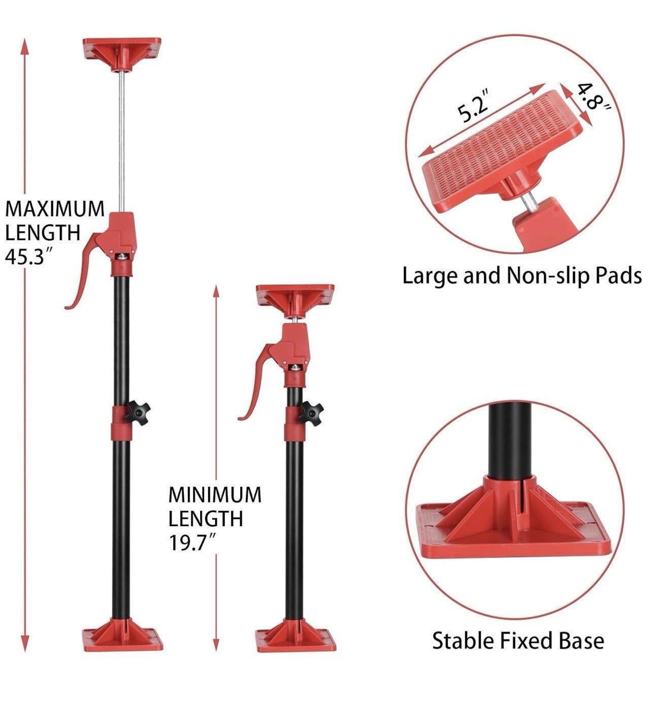 Cabinet Jack Support Pole,19.7" to 45.3" Third Hand Tool Adjustable Support Pole
