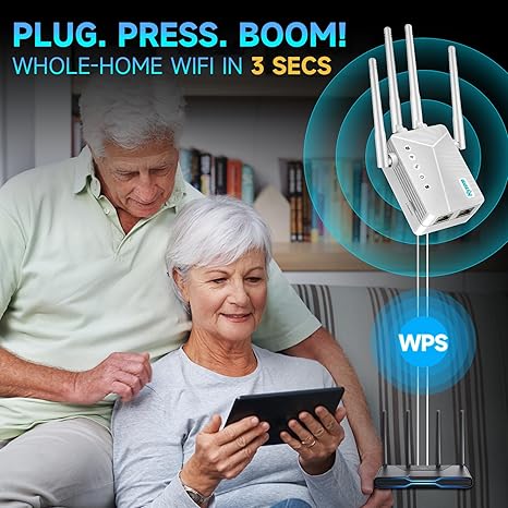 2025 WiFi Extender Signal Booster for Home & Outdoor - 5X Faster Internet Booster with Ethernet Port, Covers 10,000+ Sq.Ft House & Yard | Long Range Wireless Repeater Amplifier, Works with Any Router