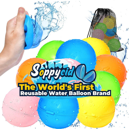 SOPPYCID Water Balloons Reusable Quick Fill - Self Sealing Silicone Water Balls for Kids with Mesh Bag, Outdoor Summer Fun Water Toys for Activities, Summer Party, Water Park, Family Game 25 pieces